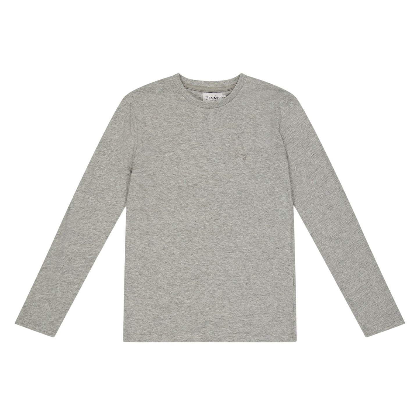 Grey - Front - Farah Childrens-Kids Danny Embroidered Logo Long-Sleeved T-Shirt