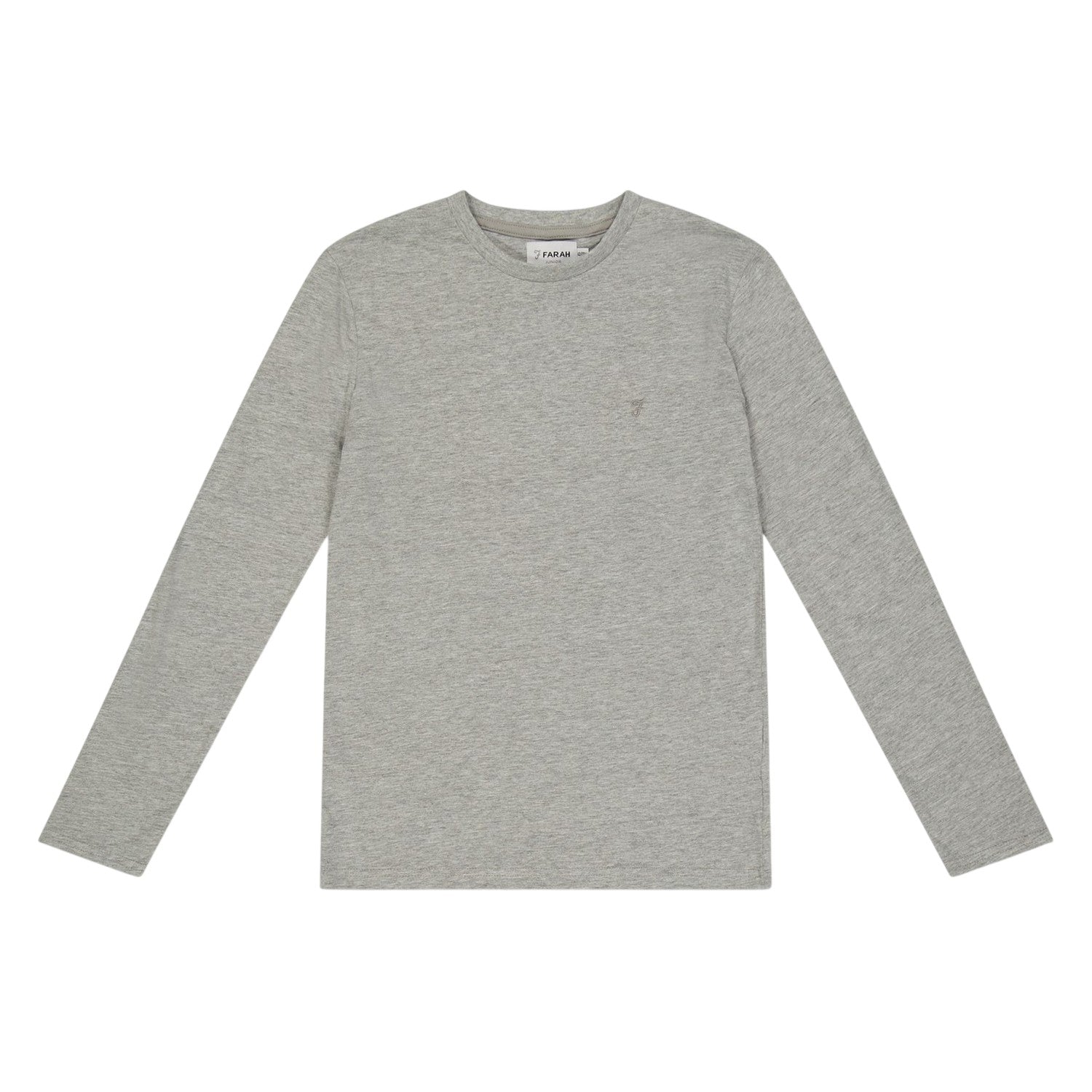 Grey - Front - Farah Childrens-Kids Danny Embroidered Logo Long-Sleeved T-Shirt
