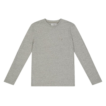 Grey - Front - Farah Childrens-Kids Danny Embroidered Logo Long-Sleeved T-Shirt