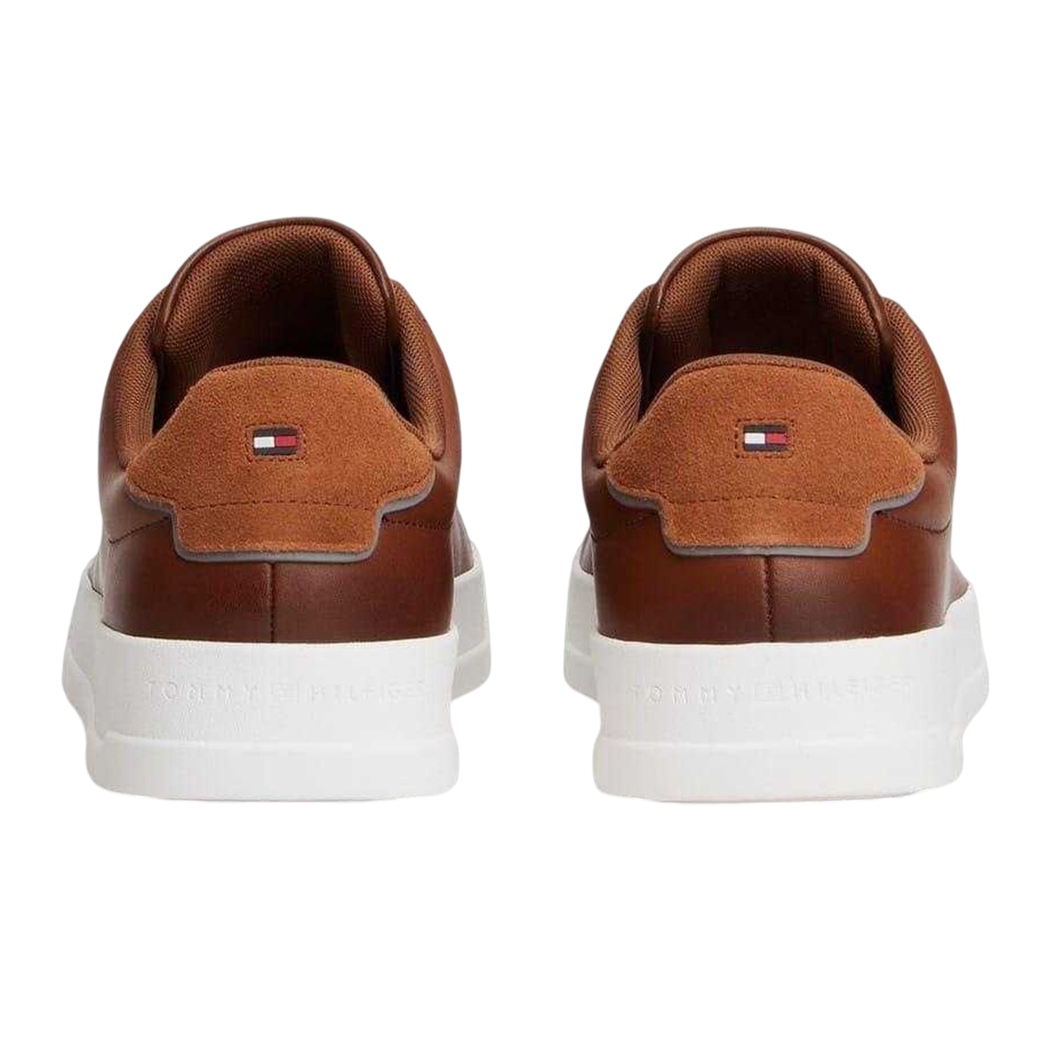 Cognac - Back - Tommy Hilfiger Mens Core Court Leather Lace Up Trainers