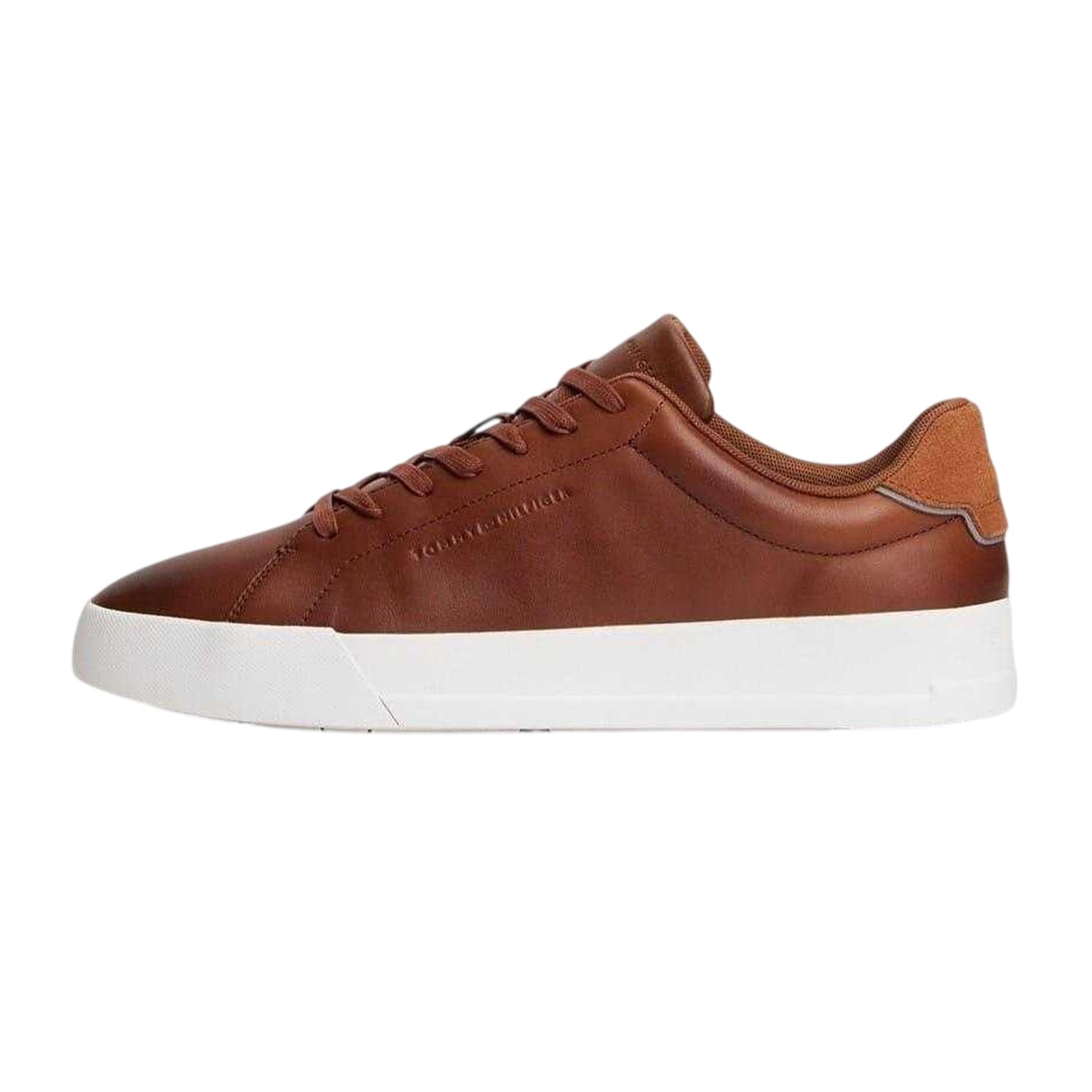 Cognac - Side - Tommy Hilfiger Mens Core Court Leather Lace Up Trainers