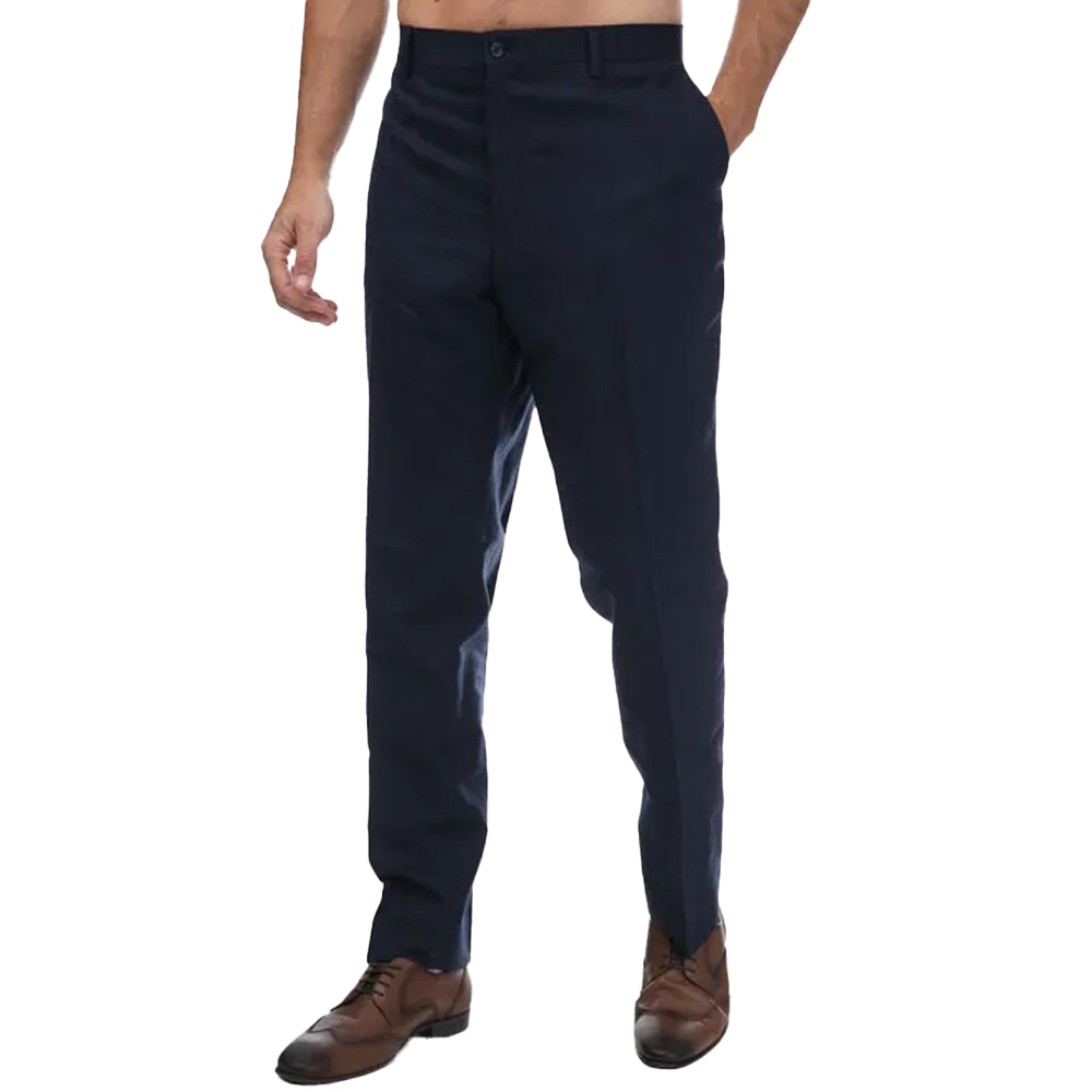 Navy - Front - Guide London Mens Italian Cotton Trousers