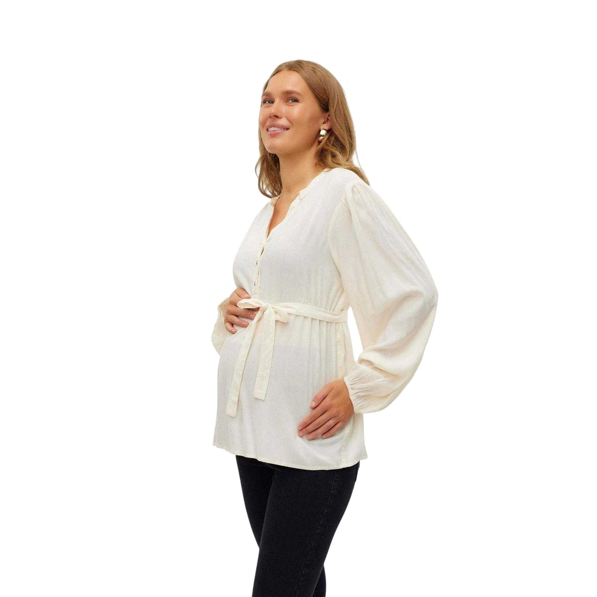 Birch - Pack Shot - Mamalicious Womens-Ladies Lia Maternity Long-Sleeved Blouse