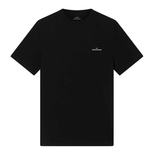 Black - Front - Armani Exchange Mens Logo Embossed Regular T-Shirt