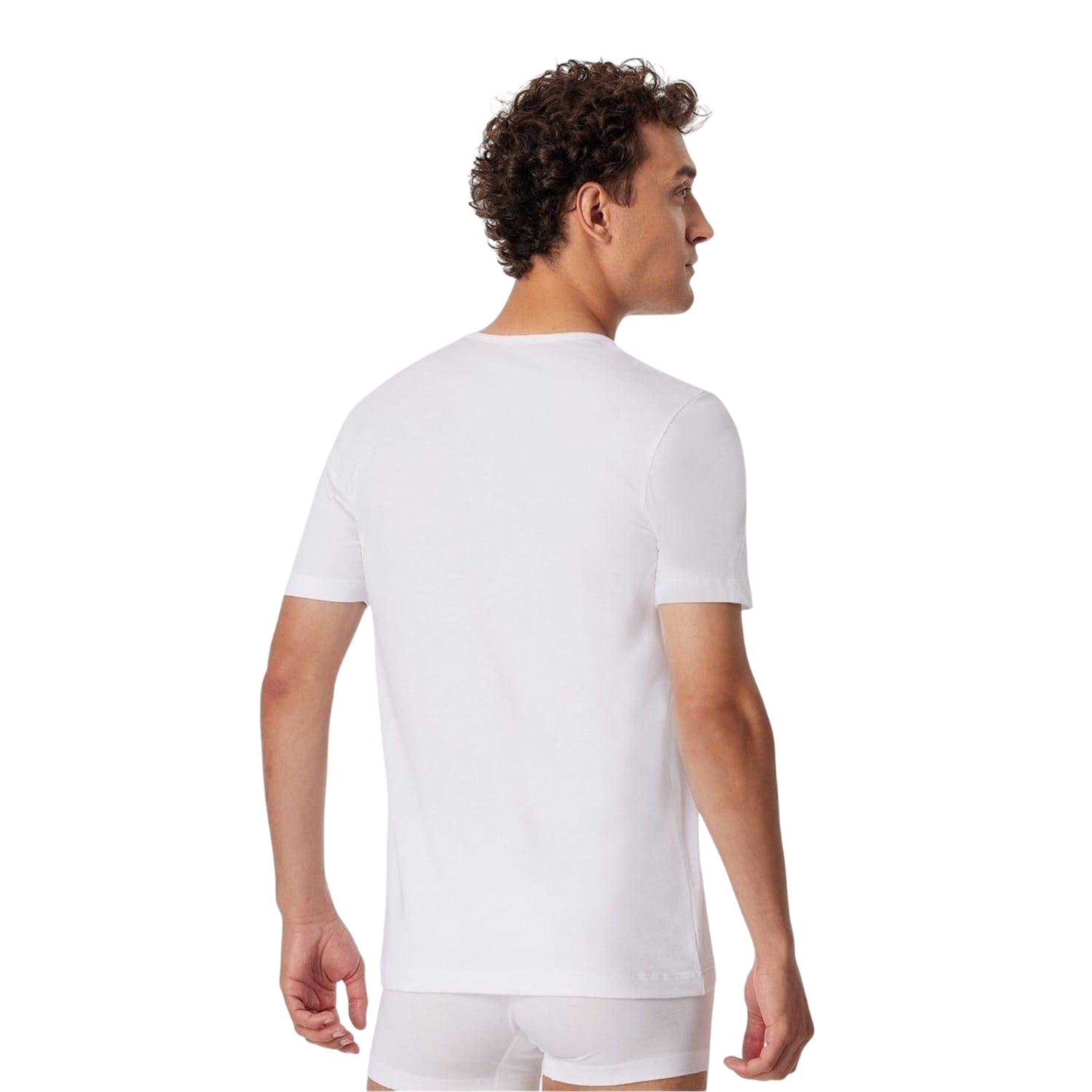 White - Back - Schiesser Mens Organic Cotton T-Shirt (Pack of 2)