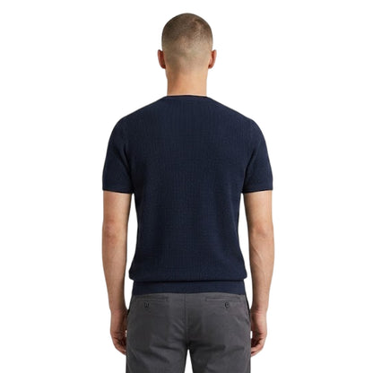 Denim Marl - Back - Threadbare Mens Moss Stitch Crew Neck T-Shirt