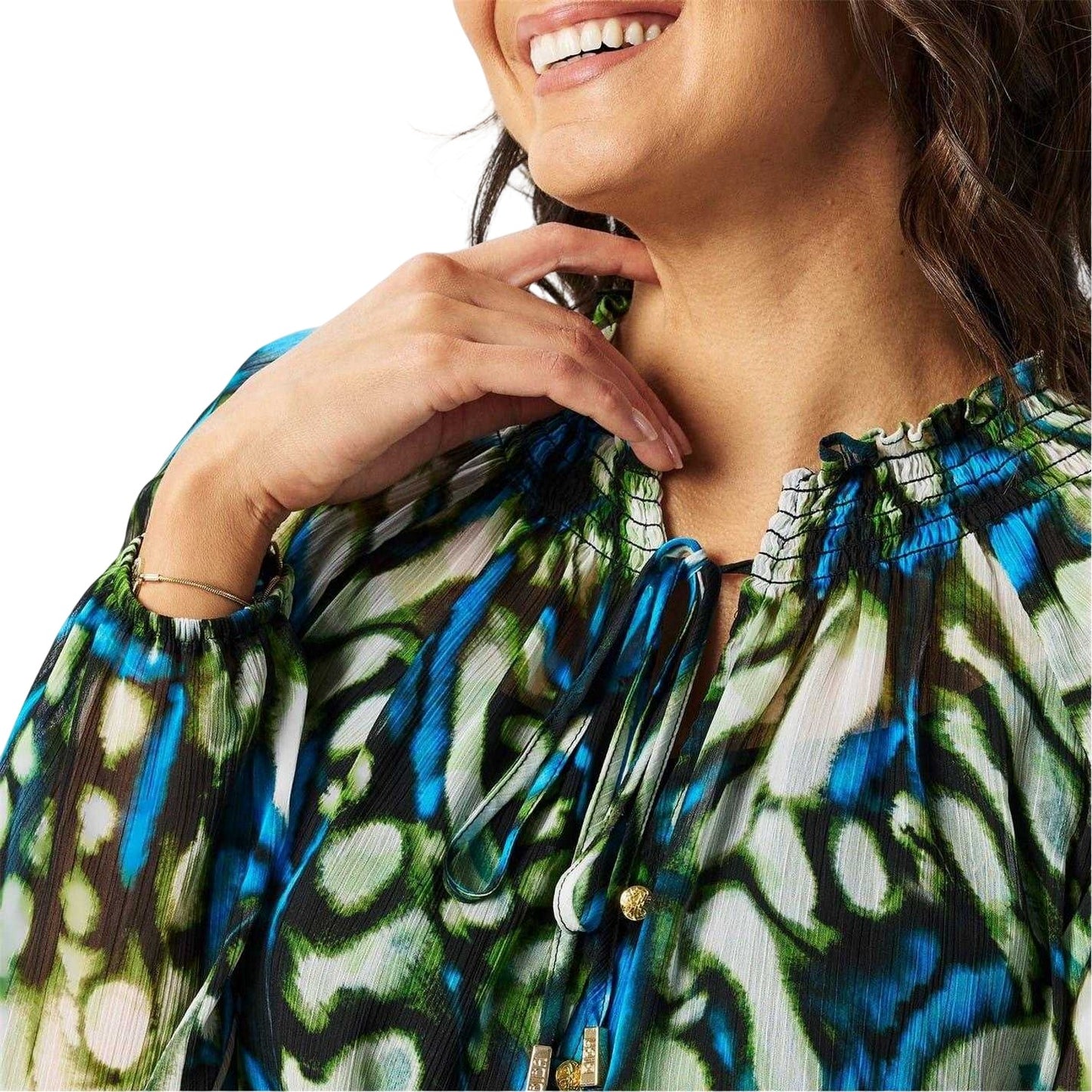 Butterfly Green - Side - Biba Womens-Ladies Sheer Blouse
