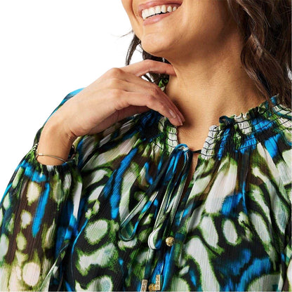 Butterfly Green - Side - Biba Womens-Ladies Sheer Blouse