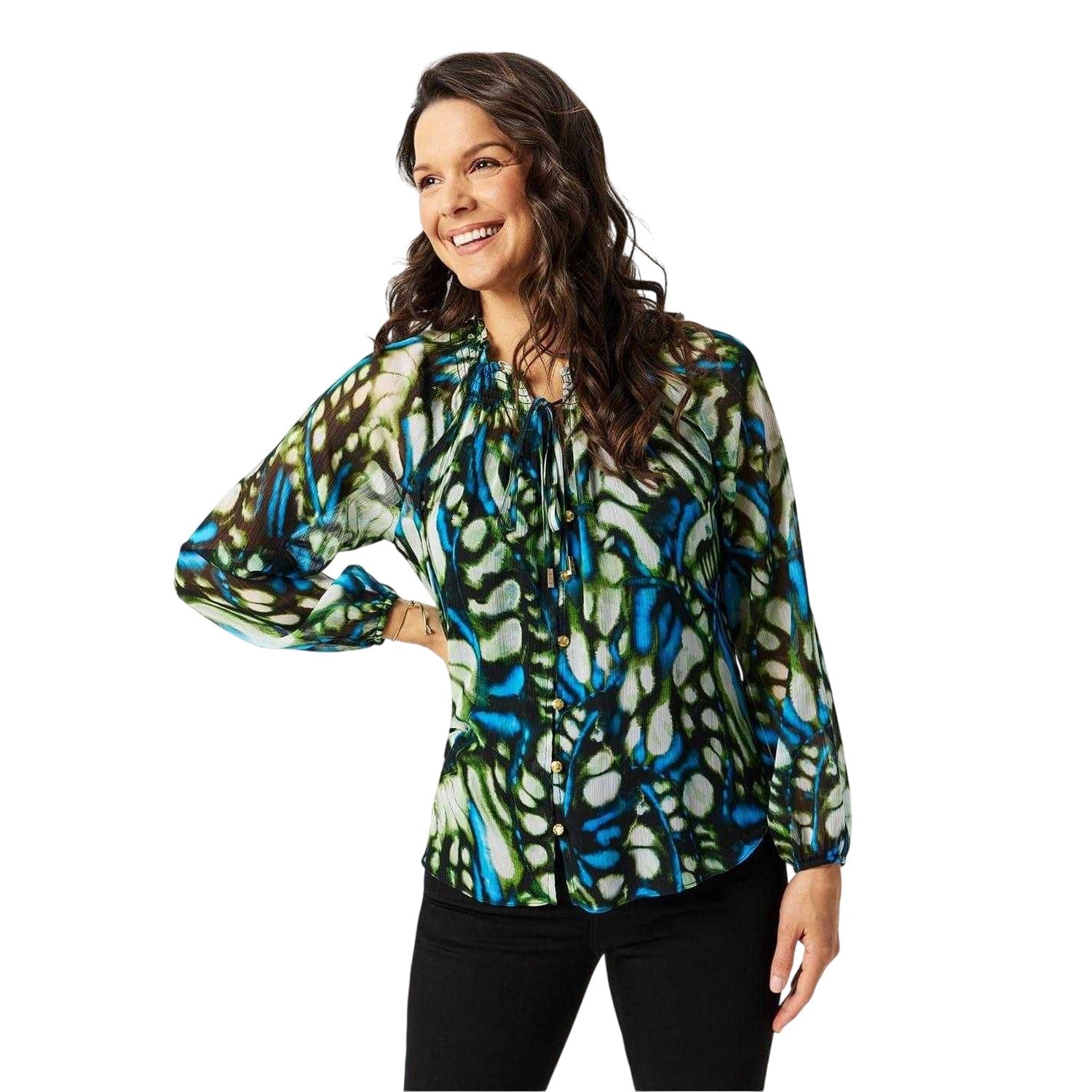 Butterfly Green - Lifestyle - Biba Womens-Ladies Sheer Blouse