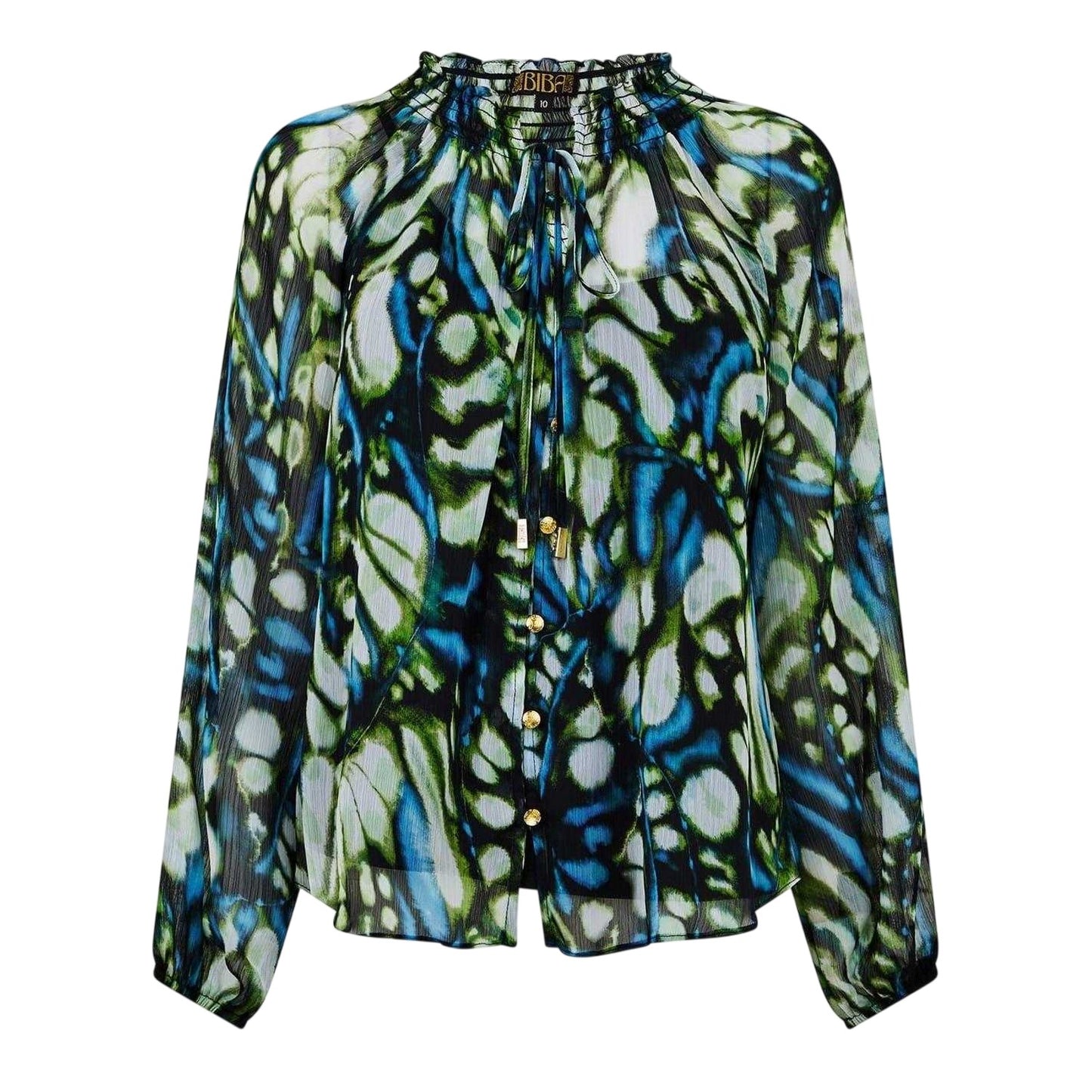 Butterfly Green - Front - Biba Womens-Ladies Sheer Blouse