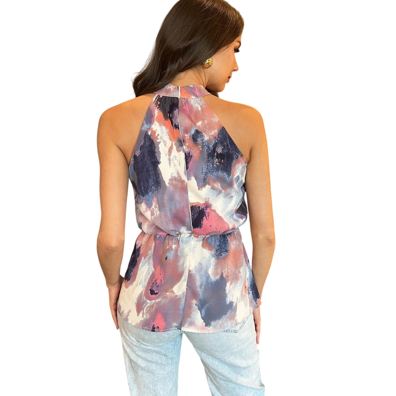 Multicoloured - Back - AX Paris Womens-Ladies Smudge Halter Top