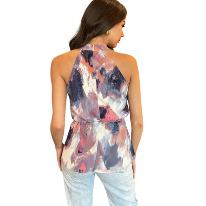 Multicoloured - Back - AX Paris Womens-Ladies Smudge Halter Top