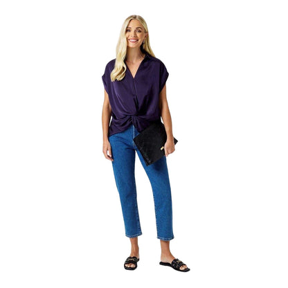 Plum Perfect - Pack Shot - Biba Womens-Ladies Satin Twisted Hem Top