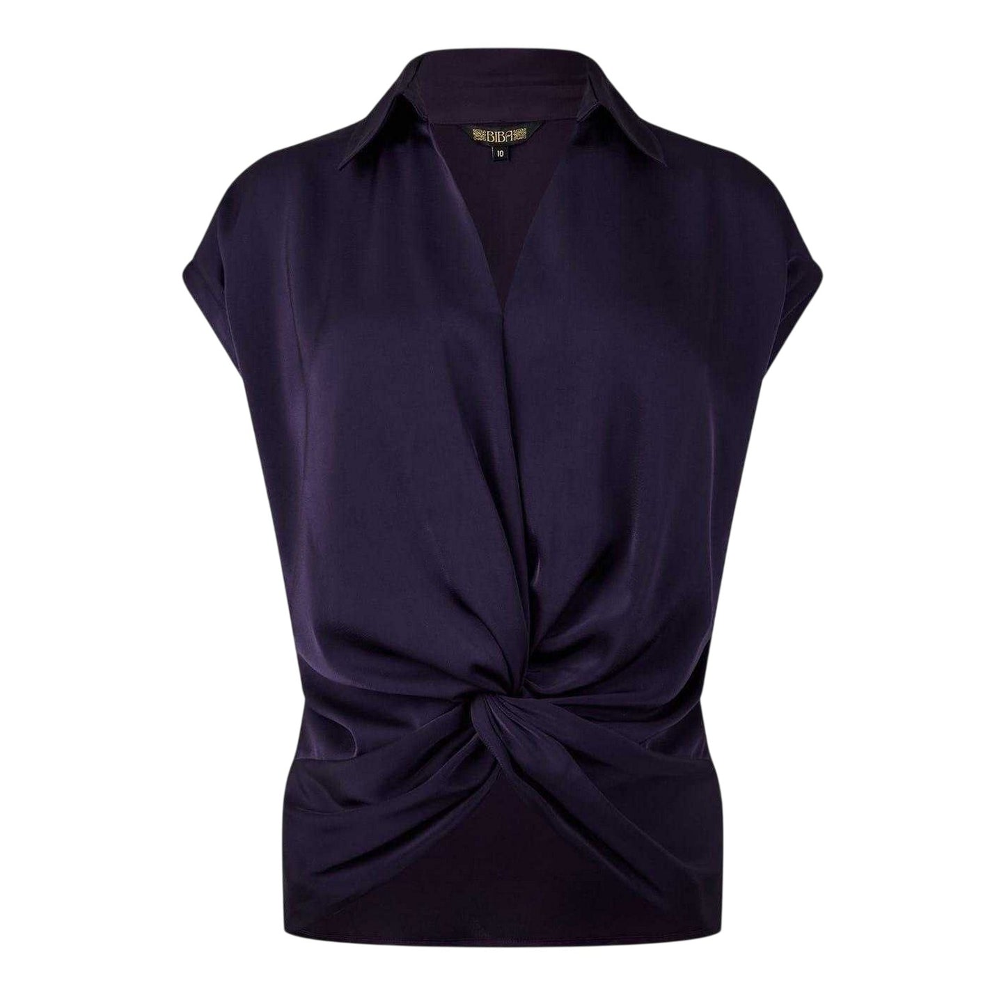 Plum Perfect - Front - Biba Womens-Ladies Satin Twisted Hem Top