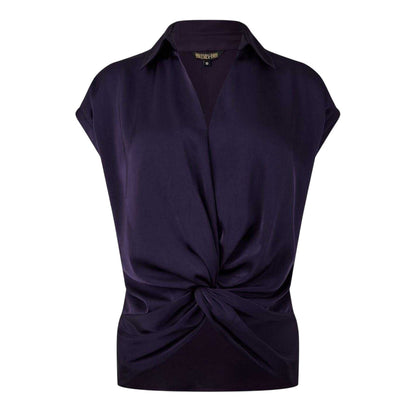 Plum Perfect - Front - Biba Womens-Ladies Satin Twisted Hem Top