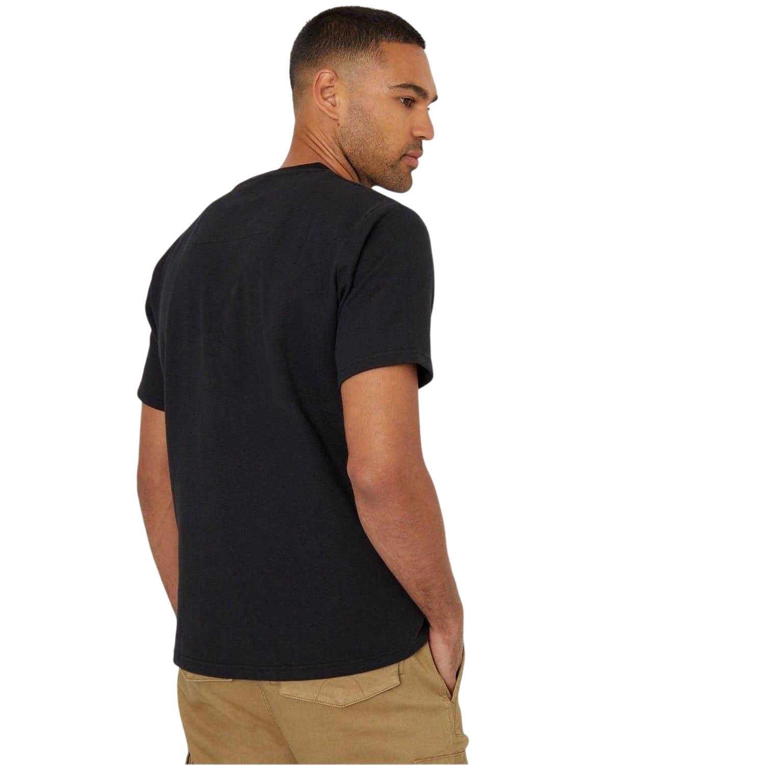 Black - Back - Threadbare Mens Textured Crew Neck Regular T-Shirt