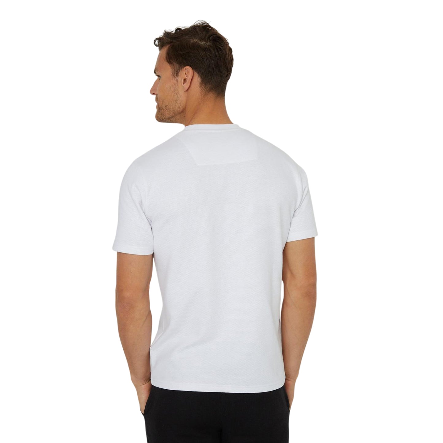 White - Back - Threadbare Mens Textured Crew Neck Regular T-Shirt