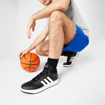 Black-White - Back - Adidas Mens Hoops 3.0 Basketball Shoes