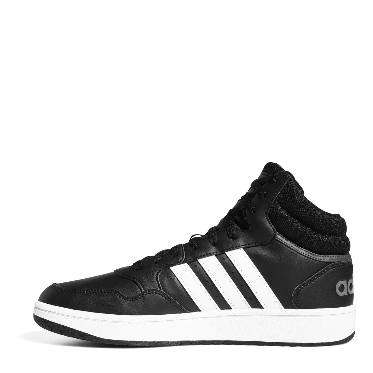 Black-White - Side - Adidas Mens Hoops 3.0 Basketball Shoes
