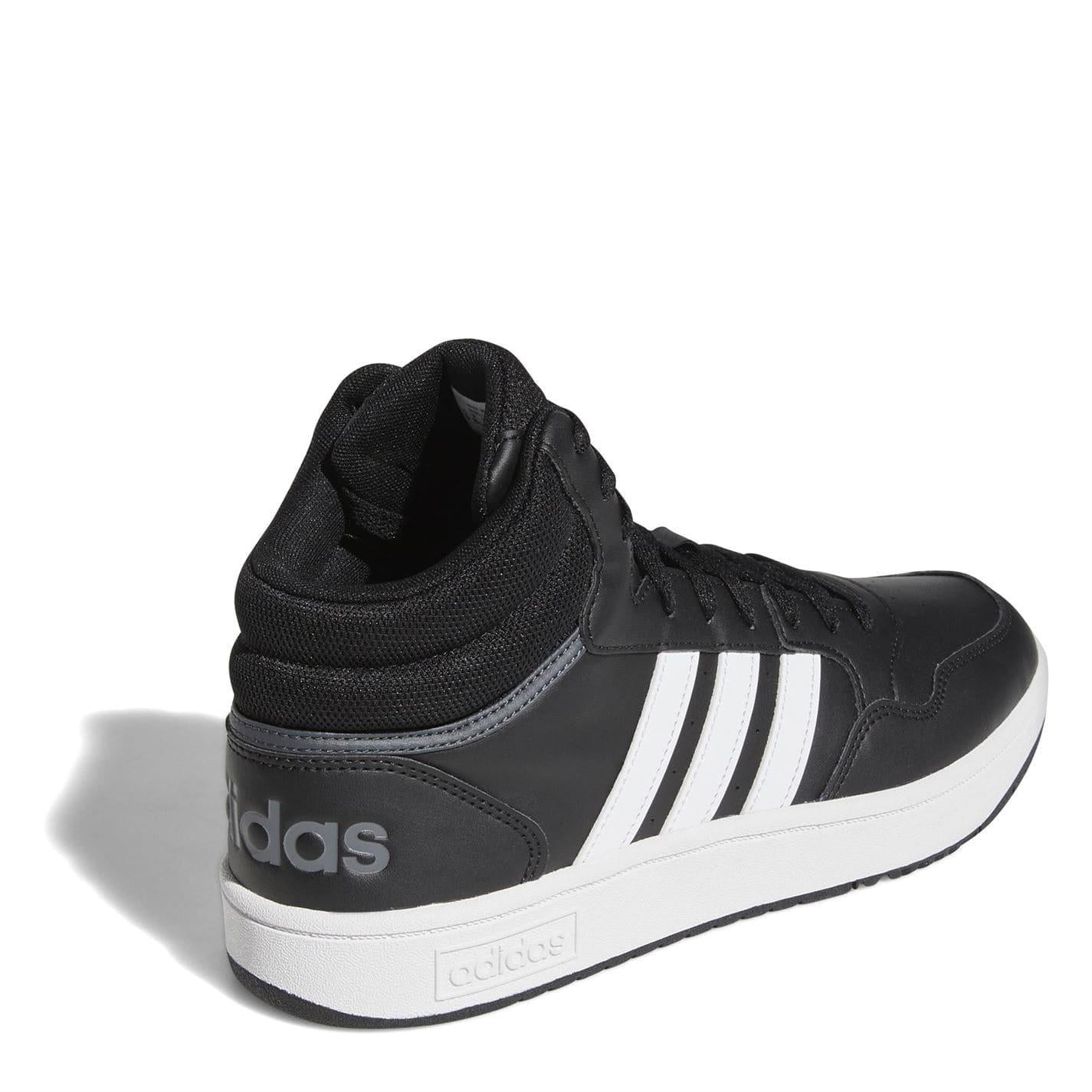 Black-White - Lifestyle - Adidas Mens Hoops 3.0 Basketball Shoes