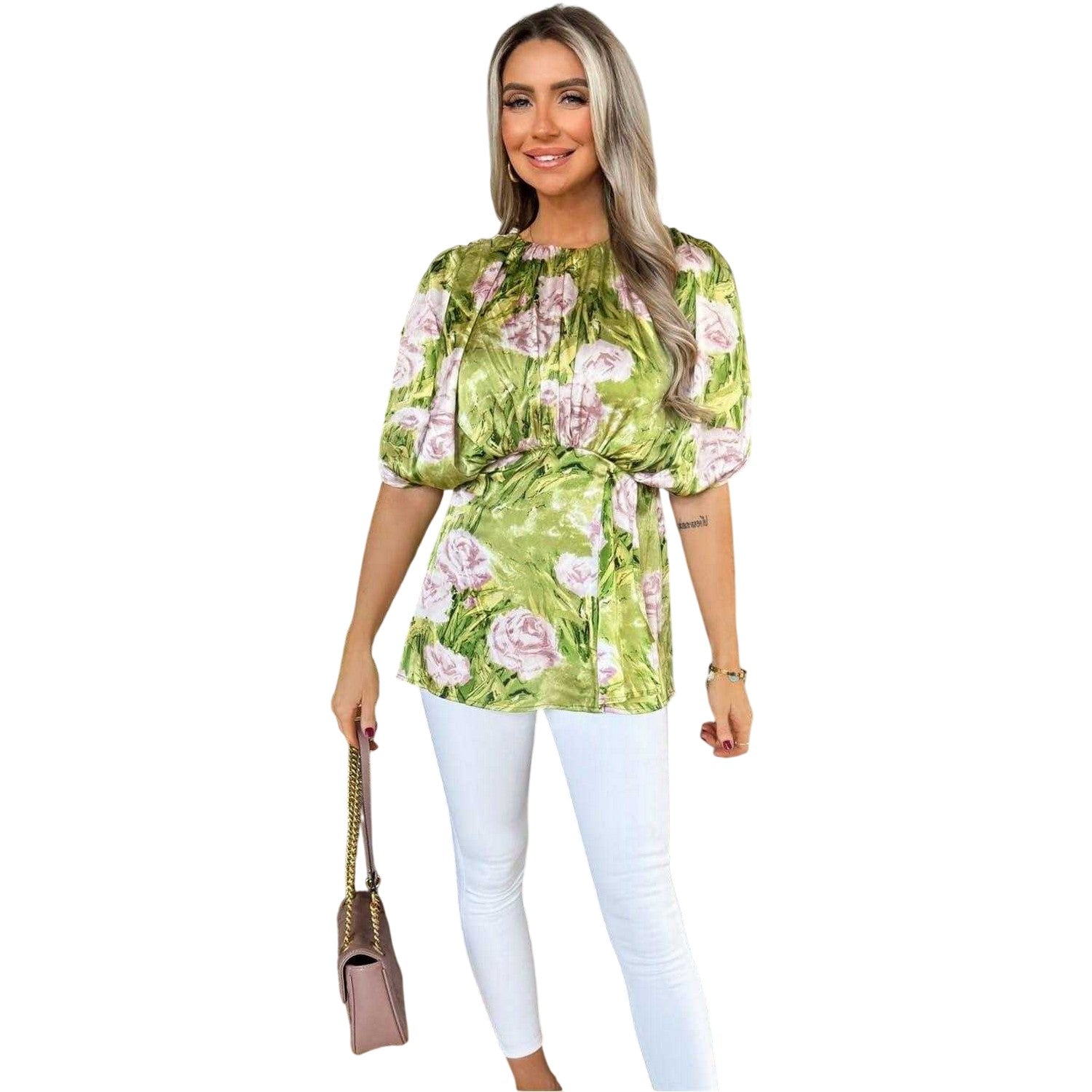 Green - Back - AX Paris Womens-Ladies Polyester Batwing Top