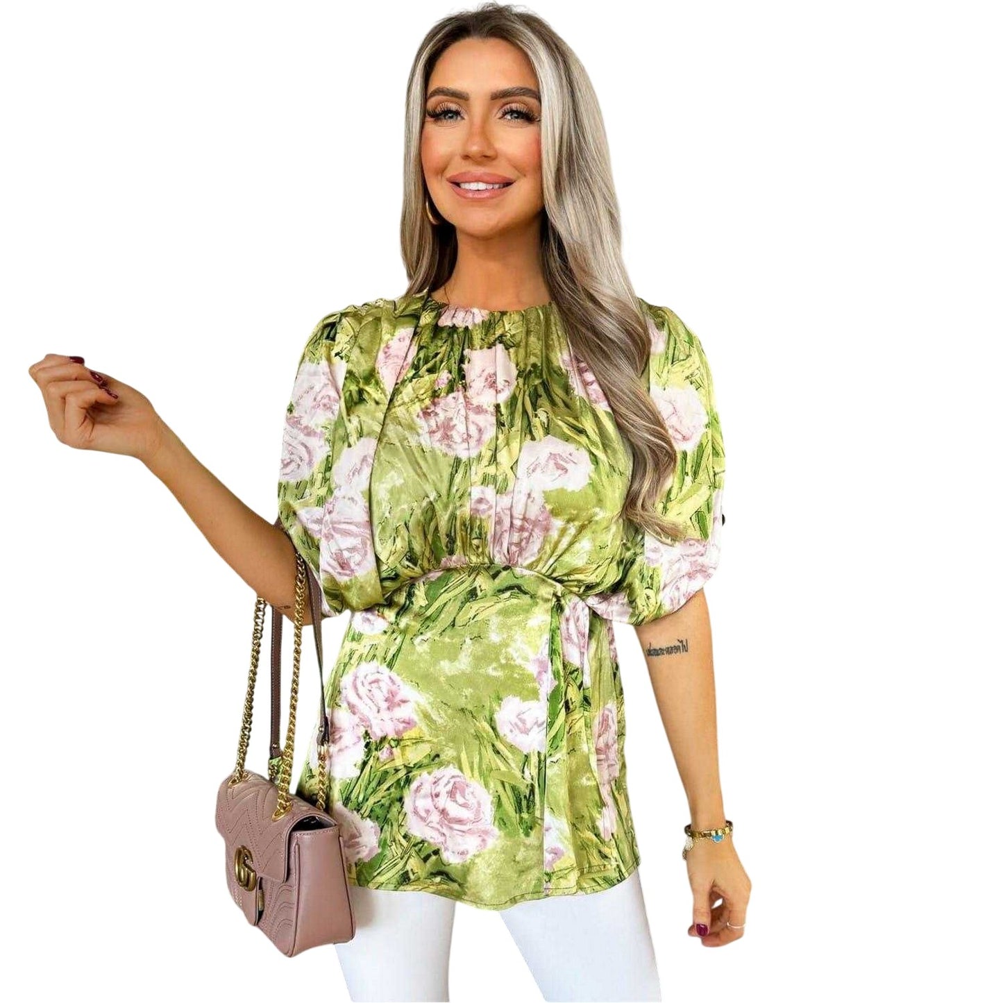Green - Front - AX Paris Womens-Ladies Polyester Batwing Top