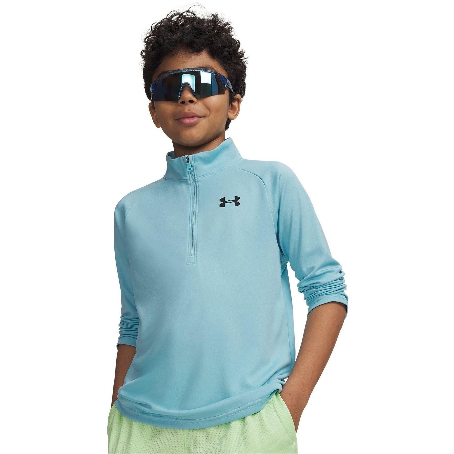 Ethereal Blue - Side - Under Armour Boys Tech 2.0 Half Zip Track Top
