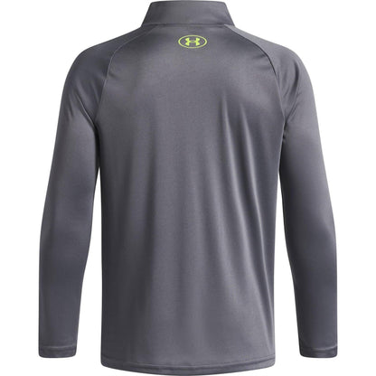 Grey-Green - Back - Under Armour Boys Tech 2.0 Half Zip Track Top
