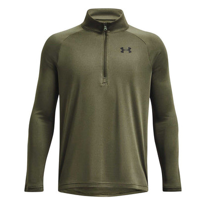 Khaki Green - Front - Under Armour Boys Tech 2.0 Half Zip Track Top