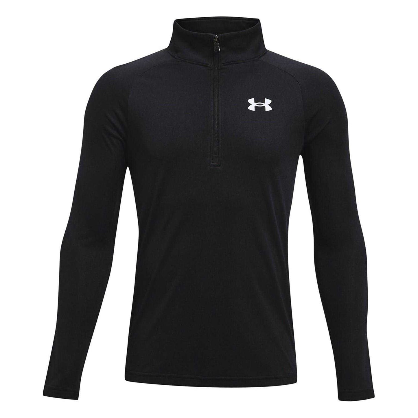 Black-White - Front - Under Armour Boys Tech 2.0 Half Zip Track Top