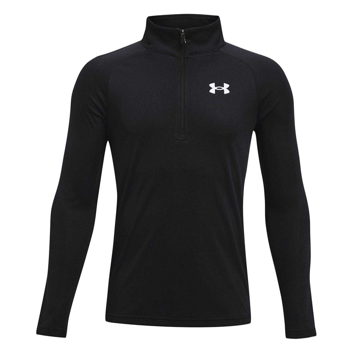 Black-White - Front - Under Armour Boys Tech 2.0 Half Zip Track Top