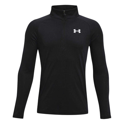 Black-White - Front - Under Armour Boys Tech 2.0 Half Zip Track Top