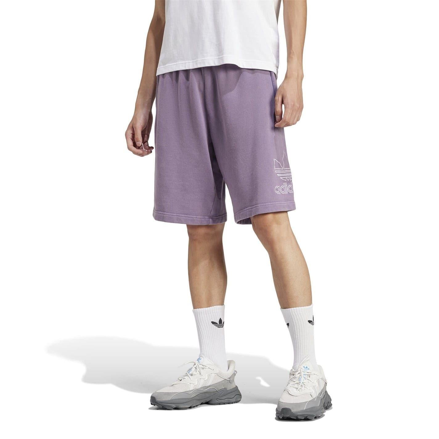 Purple - Back - Adidas Mens Fleece Trefoil Sweat Shorts