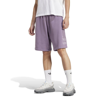 Purple - Back - Adidas Mens Fleece Trefoil Sweat Shorts