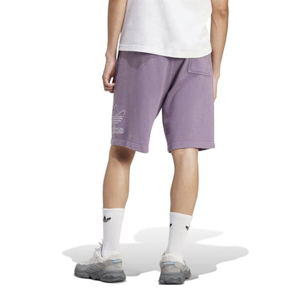 Purple - Side - Adidas Mens Fleece Trefoil Sweat Shorts