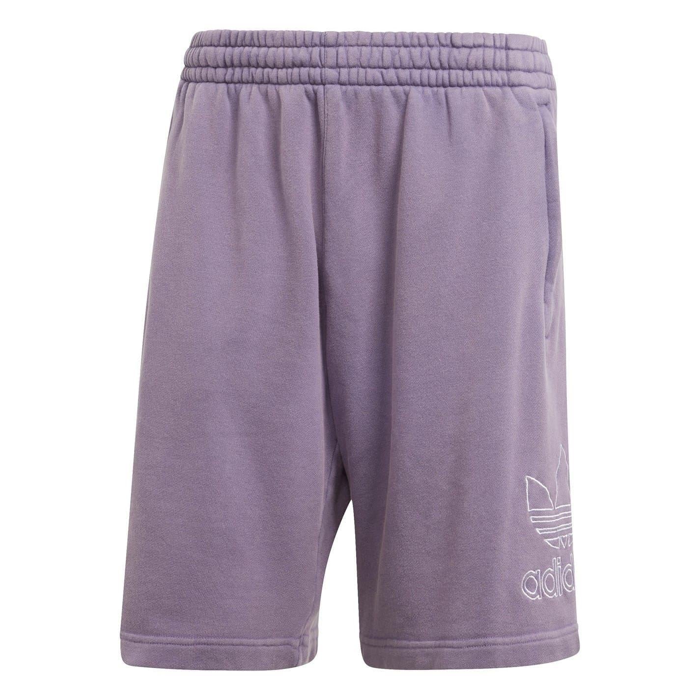 Purple - Front - Adidas Mens Fleece Trefoil Sweat Shorts