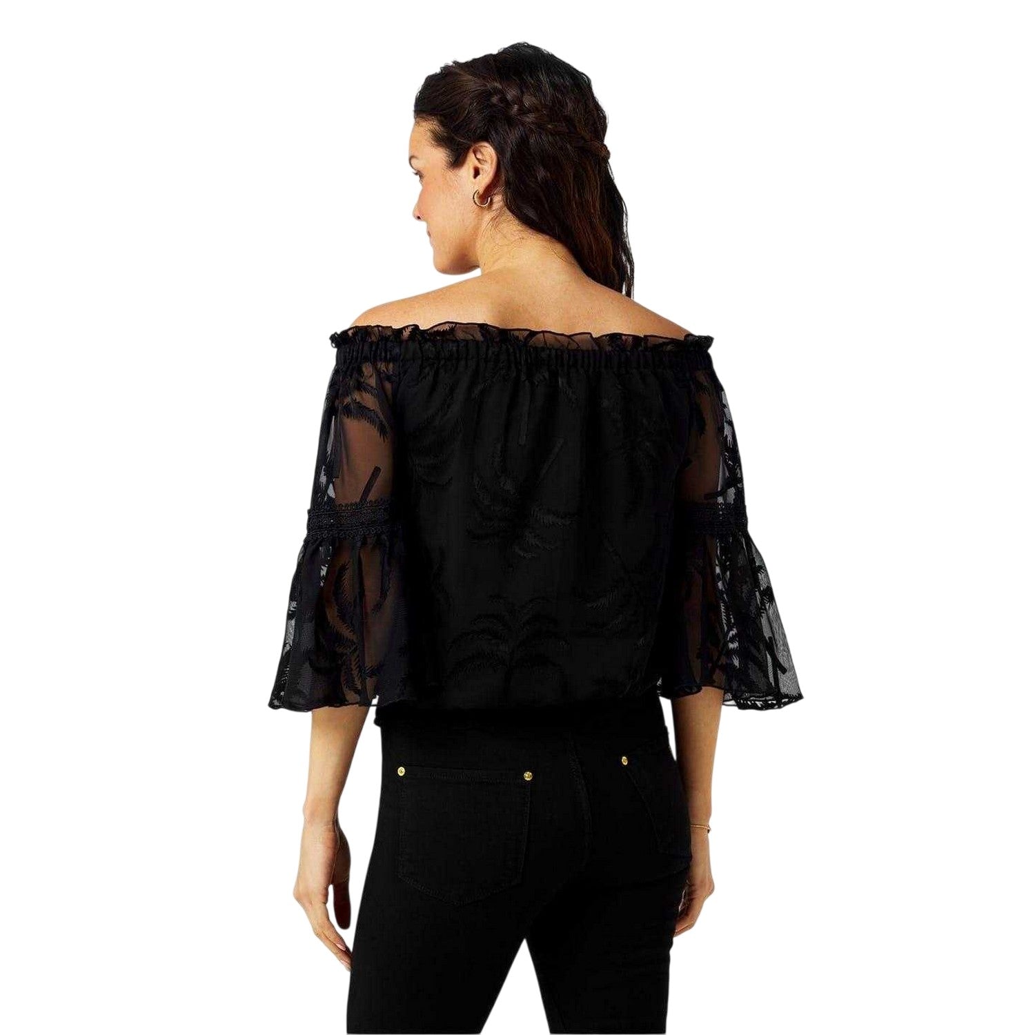 Tropical Palms - Back - Biba Womens-Ladies Bardot Top