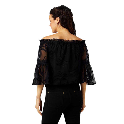 Tropical Palms - Back - Biba Womens-Ladies Bardot Top