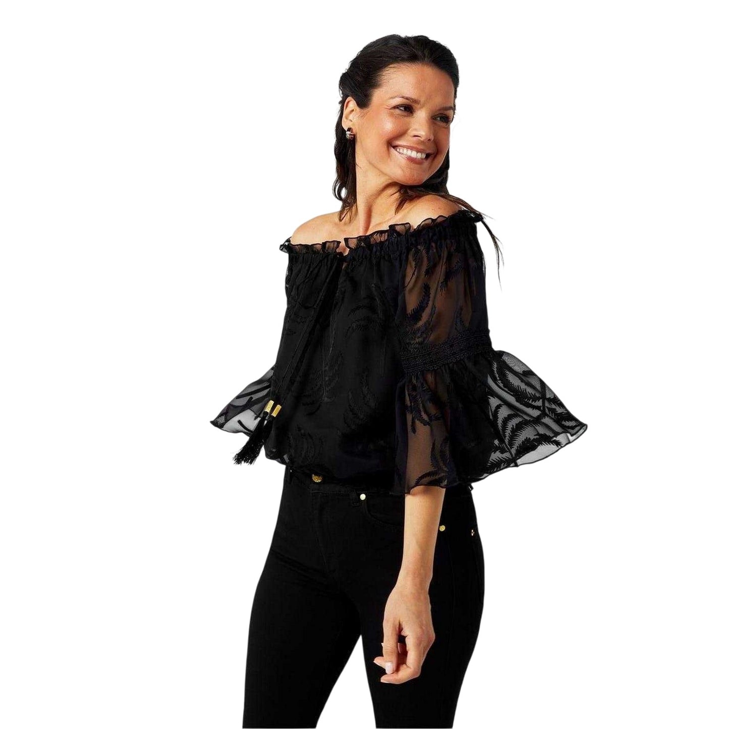 Tropical Palms - Side - Biba Womens-Ladies Bardot Top