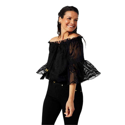 Tropical Palms - Side - Biba Womens-Ladies Bardot Top