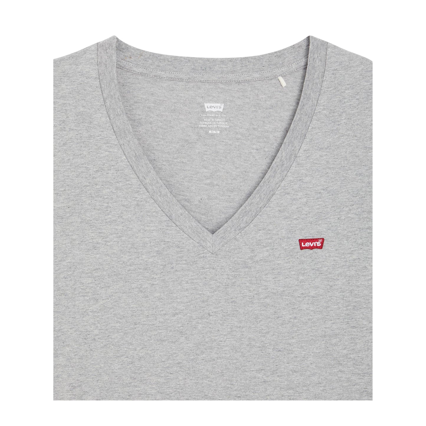 Heather Grey - Side - Levis Womens-Ladies Logo V Neck Short-Sleeved T-Shirt