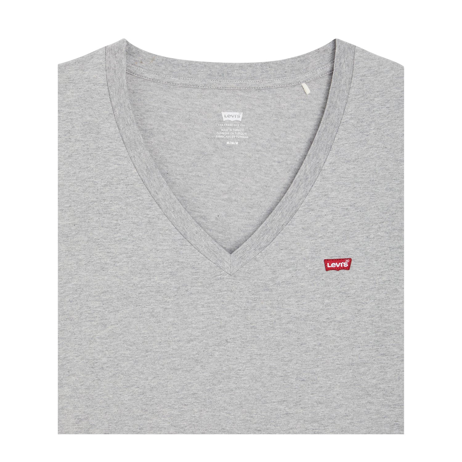Heather Grey - Side - Levis Womens-Ladies Logo V Neck Short-Sleeved T-Shirt