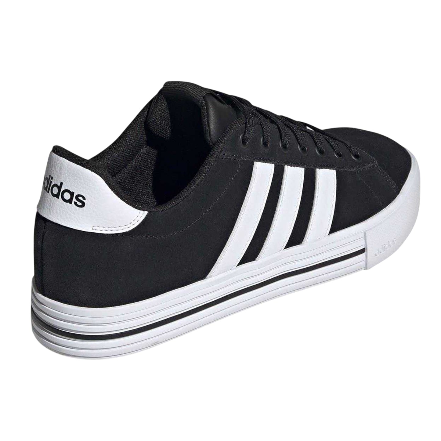 Black - Back - Adidas Mens Daily 4.0 Leather Flat Trainers