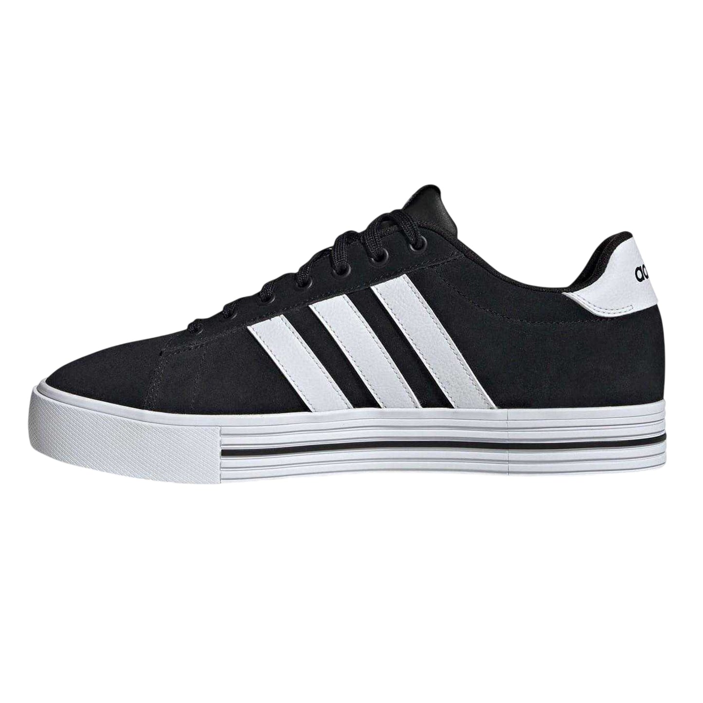 Black - Side - Adidas Mens Daily 4.0 Leather Flat Trainers