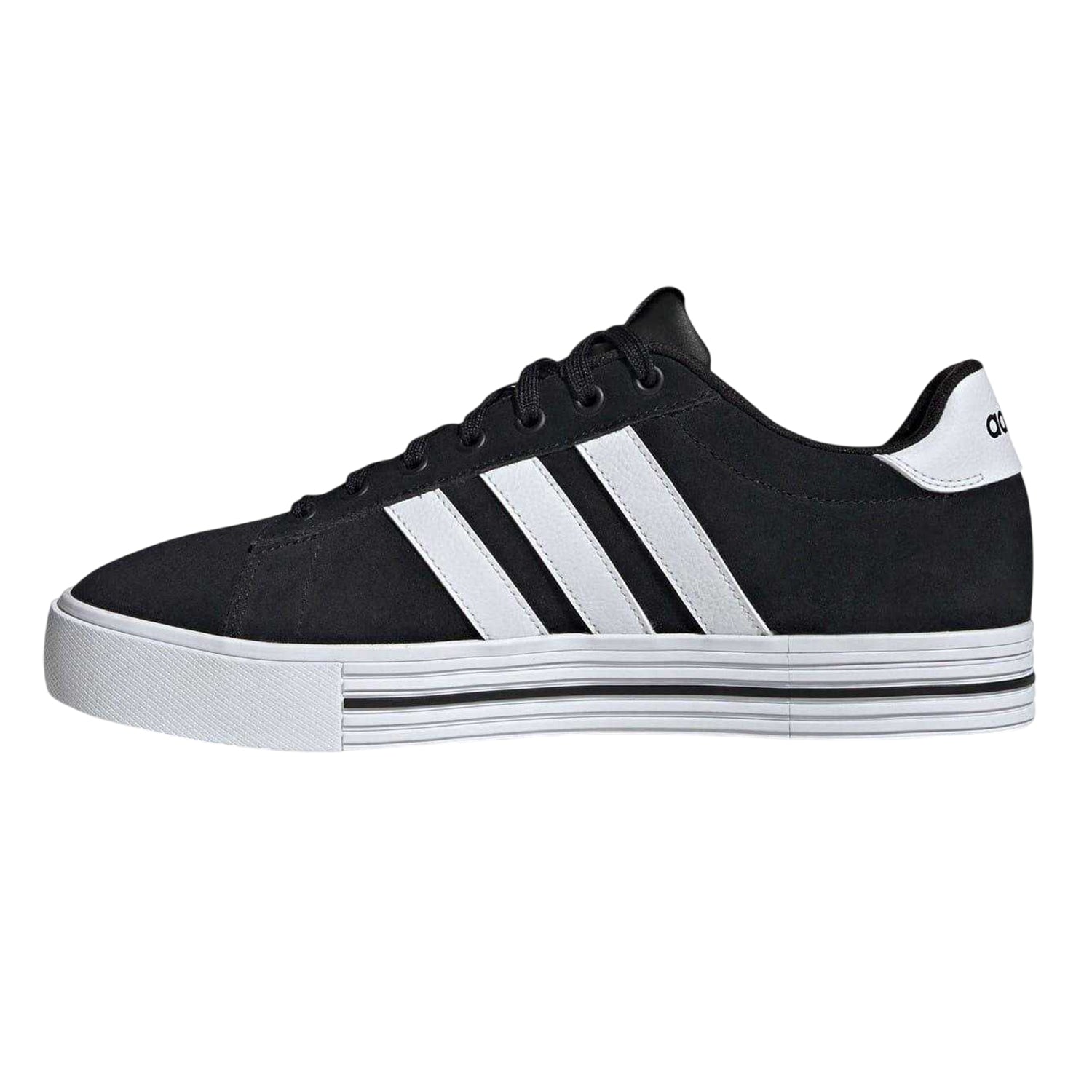 Black - Side - Adidas Mens Daily 4.0 Leather Flat Trainers