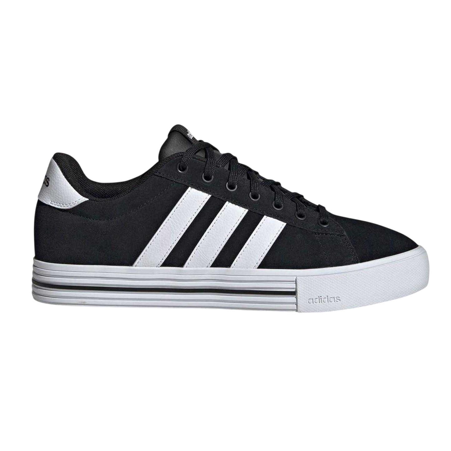 Black - Front - Adidas Mens Daily 4.0 Leather Flat Trainers