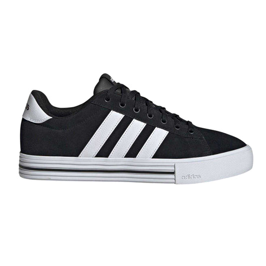 Black - Front - Adidas Mens Daily 4.0 Leather Flat Trainers