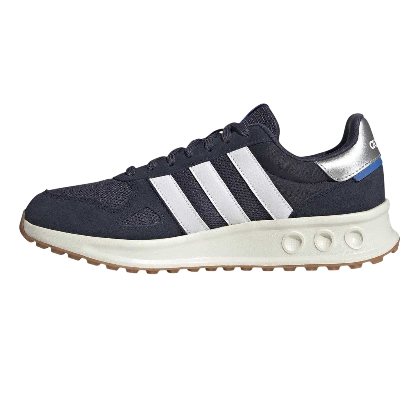 Navy-White-Silver - Side - Adidas Mens Run 84 Suede Trainers