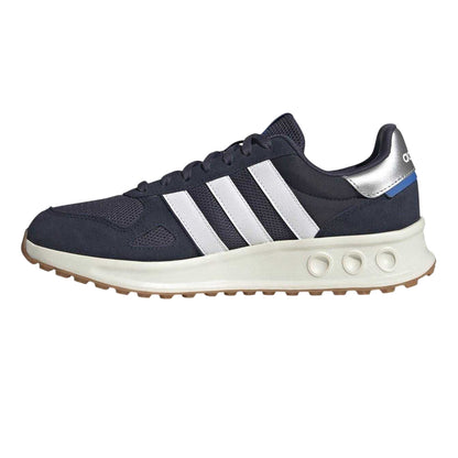 Navy-White-Silver - Side - Adidas Mens Run 84 Suede Trainers