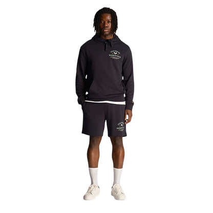 Navy - Side - Lyle & Scott Childrens-Kids Racquet Club Graphic Print Regular Sweat Shorts